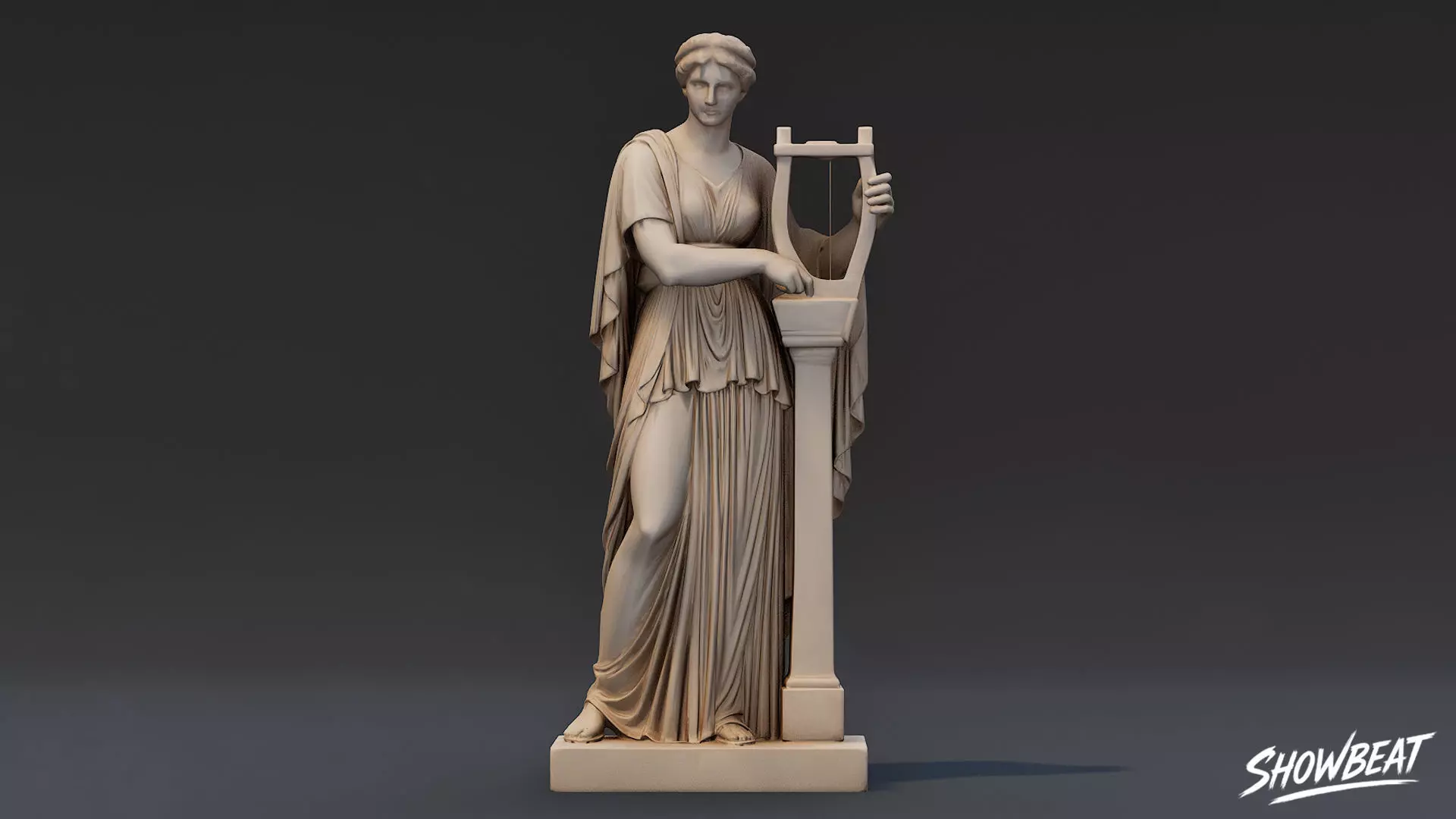 Muse with Lyre Statue Low-poly 3D model_1