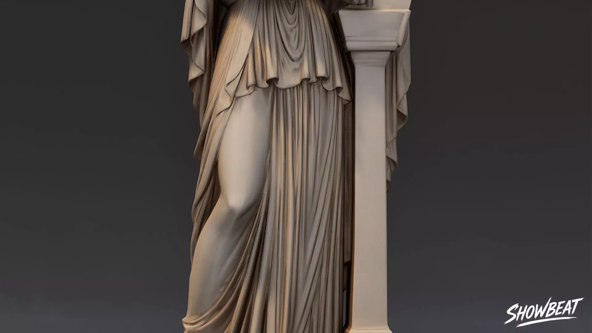 Muse with Lyre Statue Low-poly 3D model_6