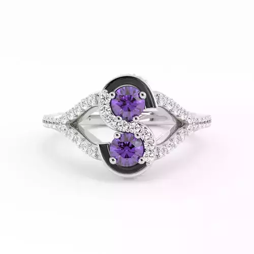 Double Stone S Shape Ring 