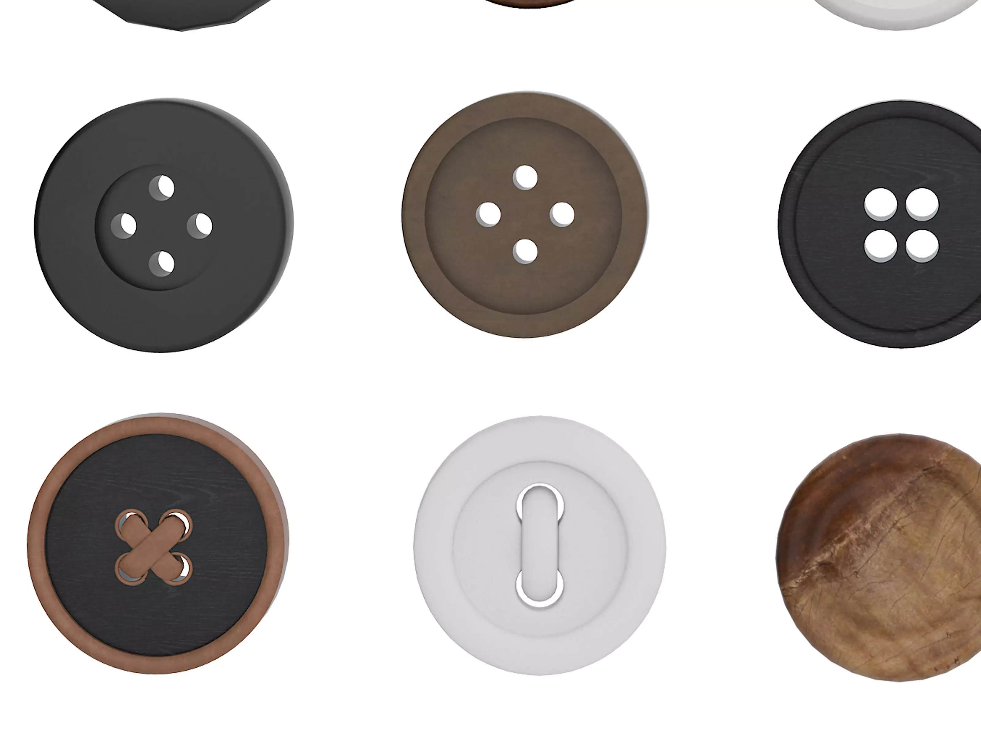 Clothes buttons Low-poly 3D model_1