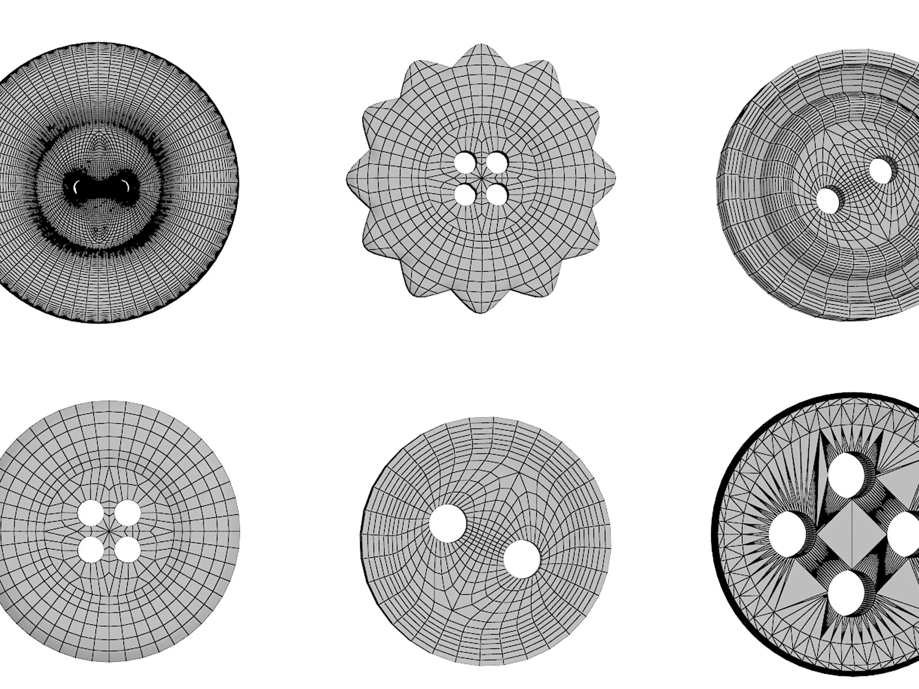 Clothes buttons Low-poly 3D model_7