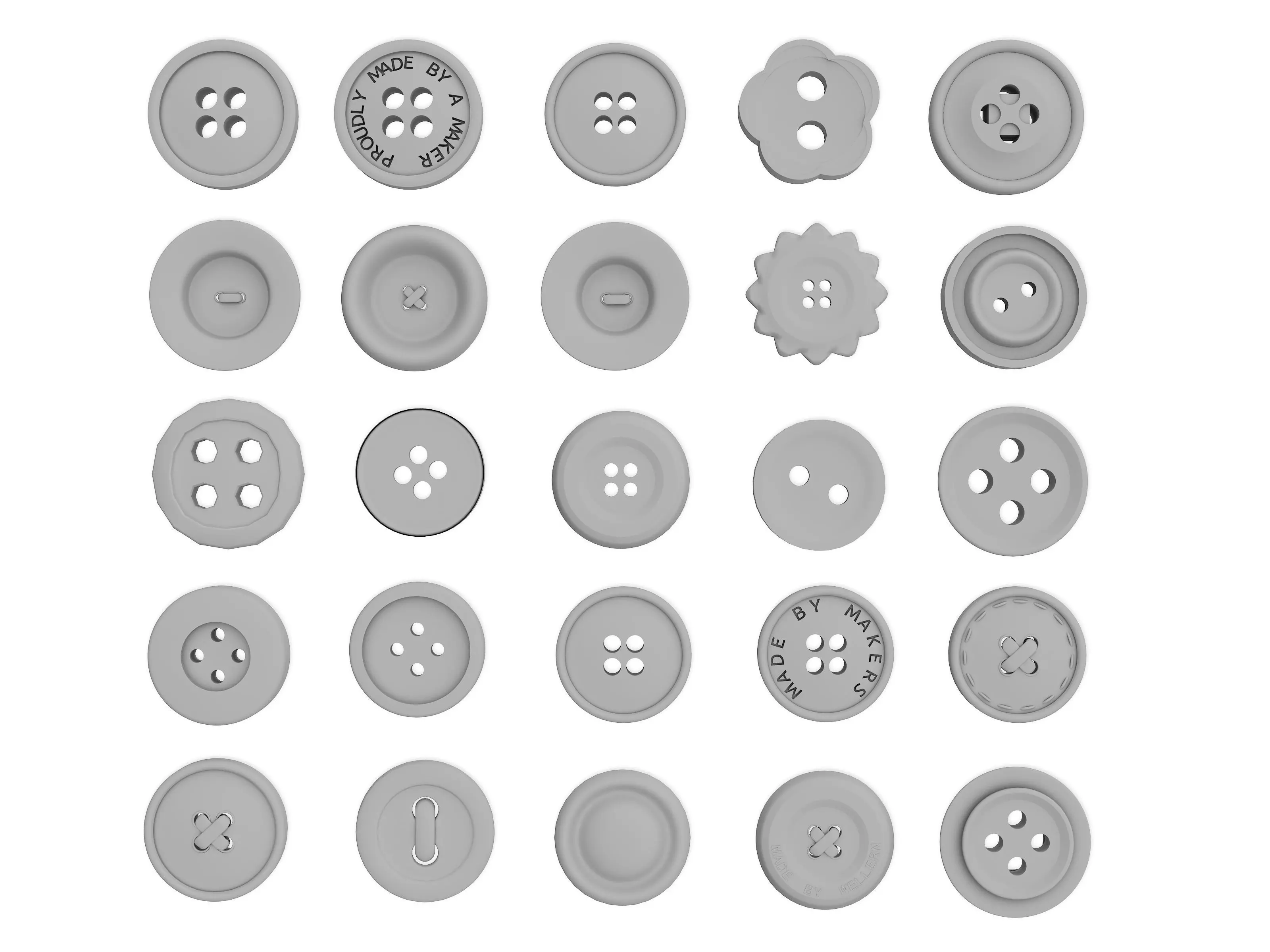 Clothes buttons Low-poly 3D model_3