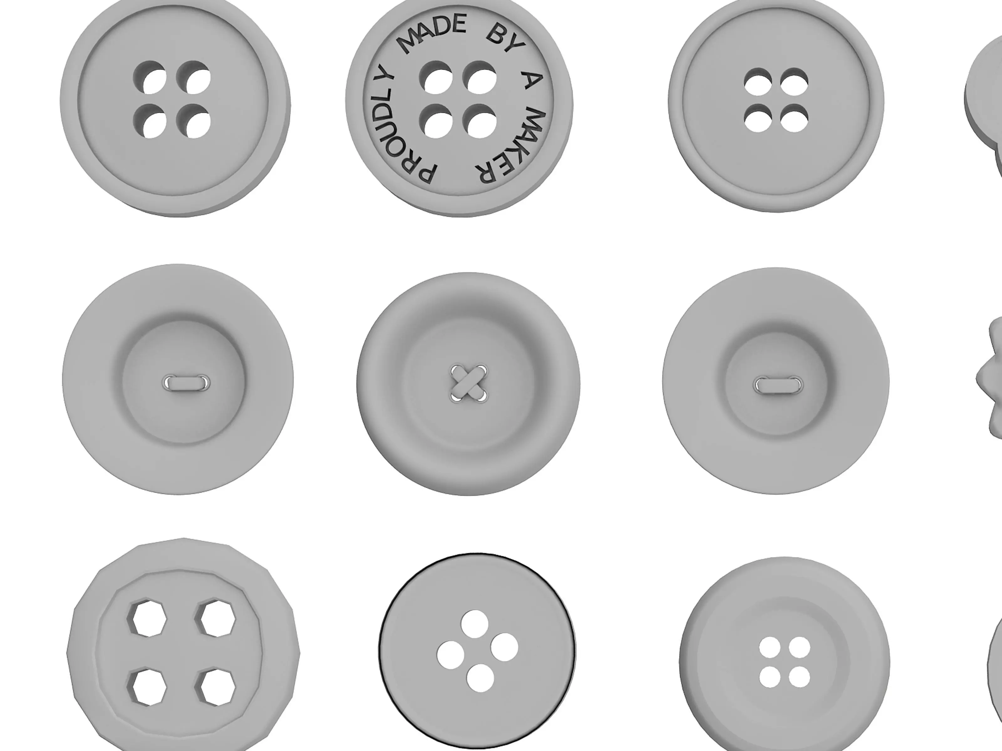 Clothes buttons Low-poly 3D model_6