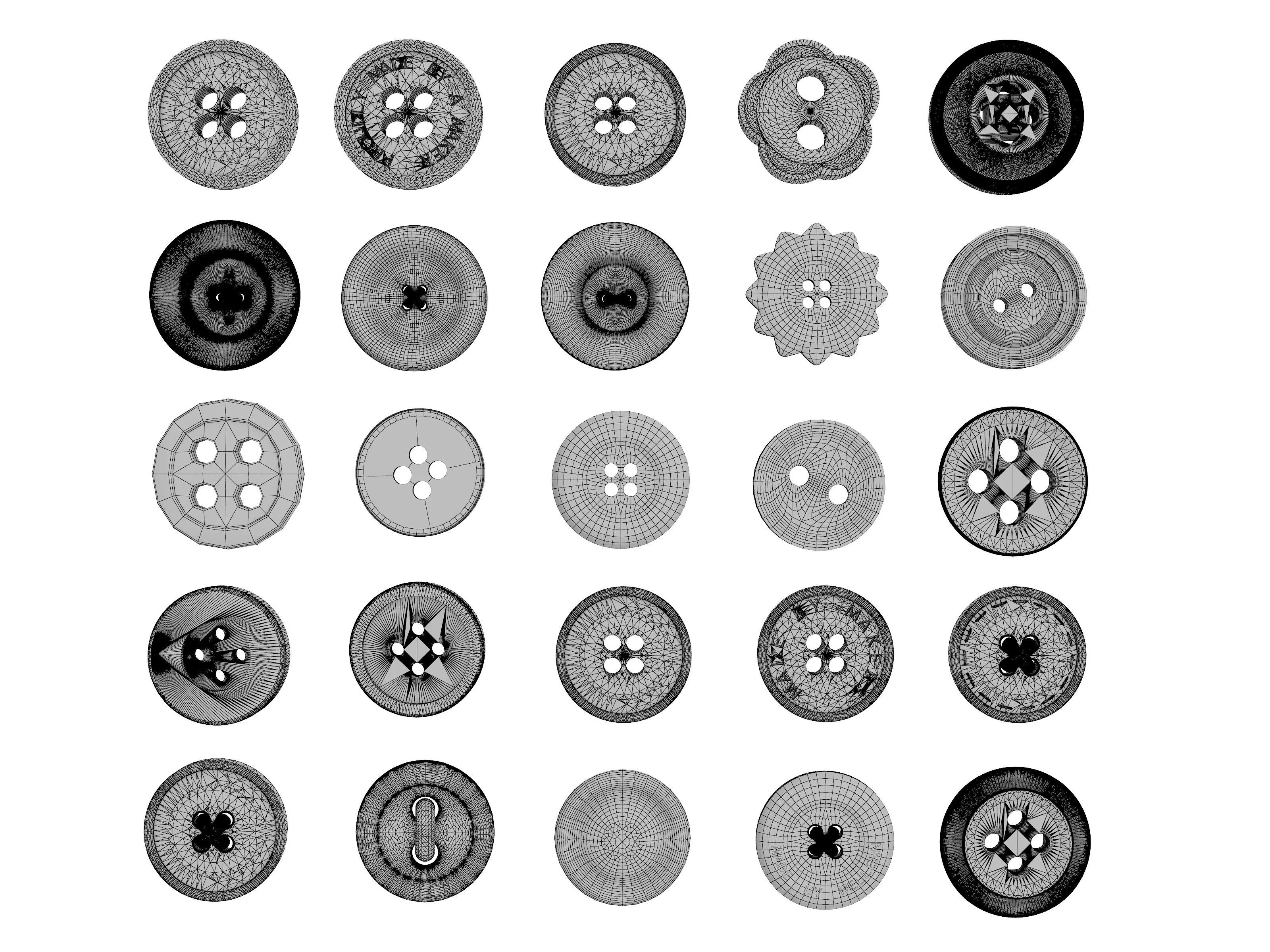 Clothes buttons Low-poly 3D model_5