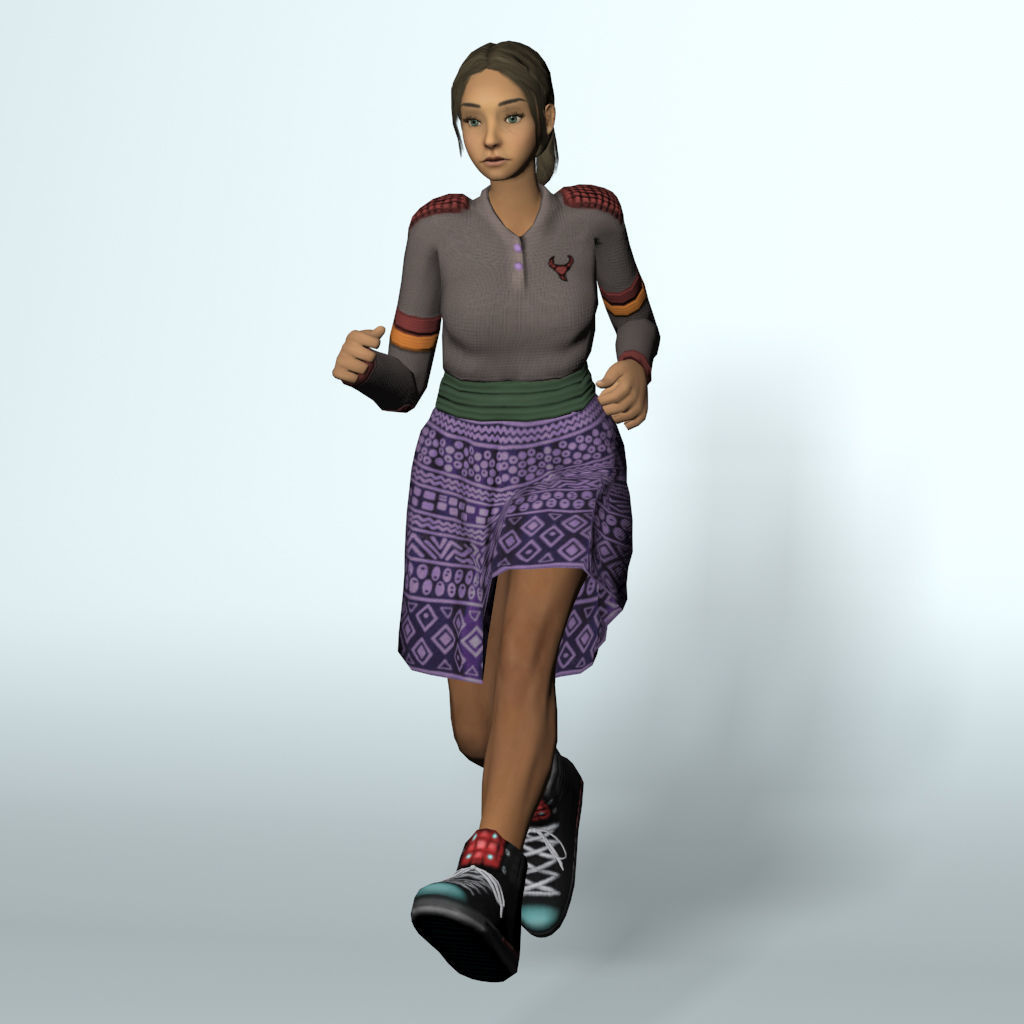 Human Female Character Tif Low-poly 3D model_6