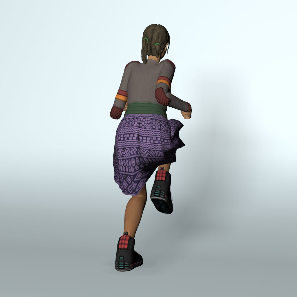 Human Female Character Tif Low-poly 3D model_5