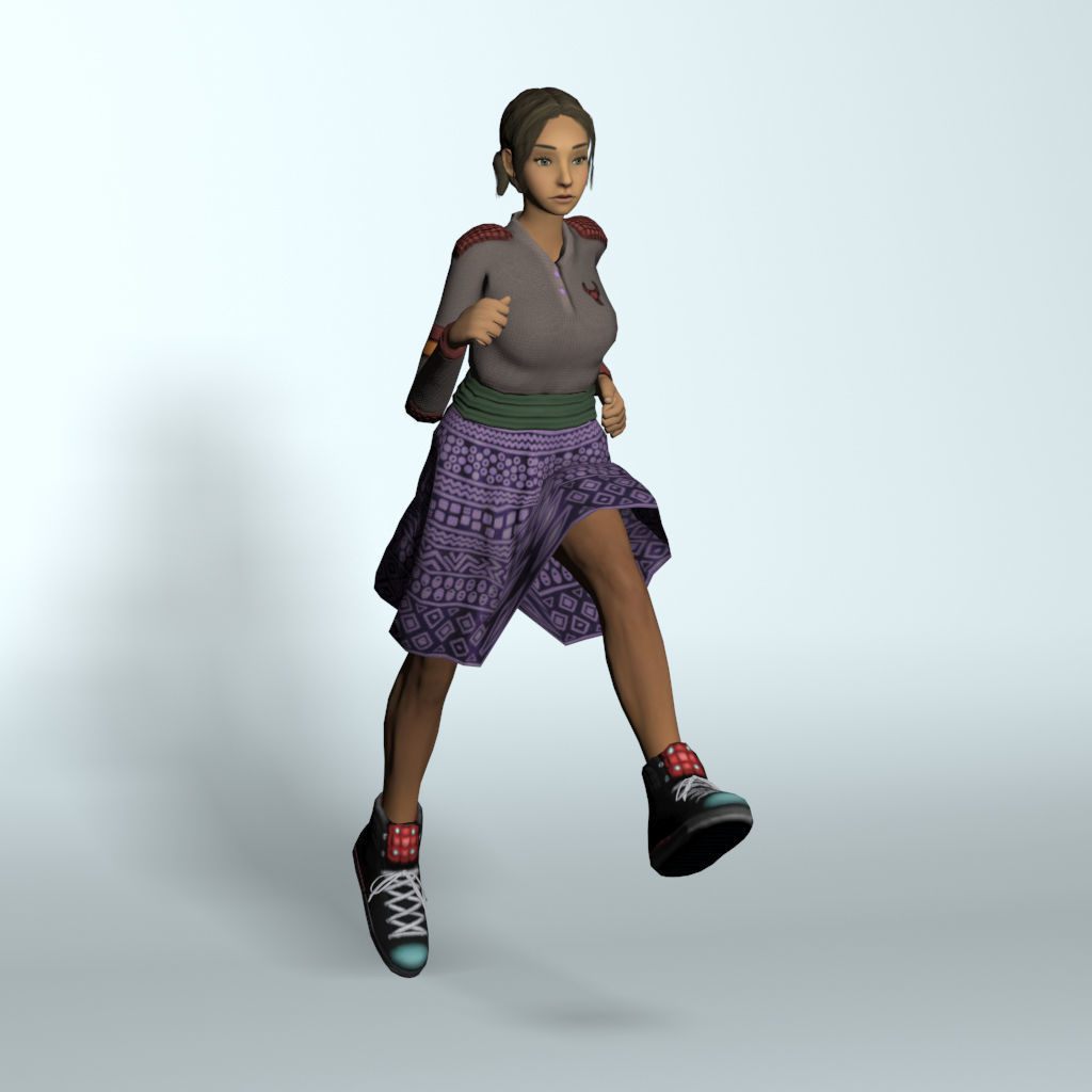 Human Female Character Tif Low-poly 3D model_3