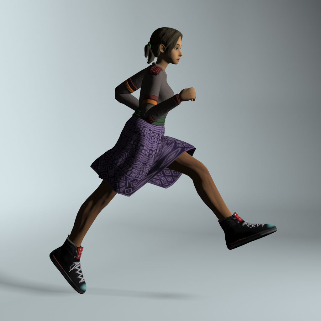 Human Female Character Tif Low-poly 3D model_4