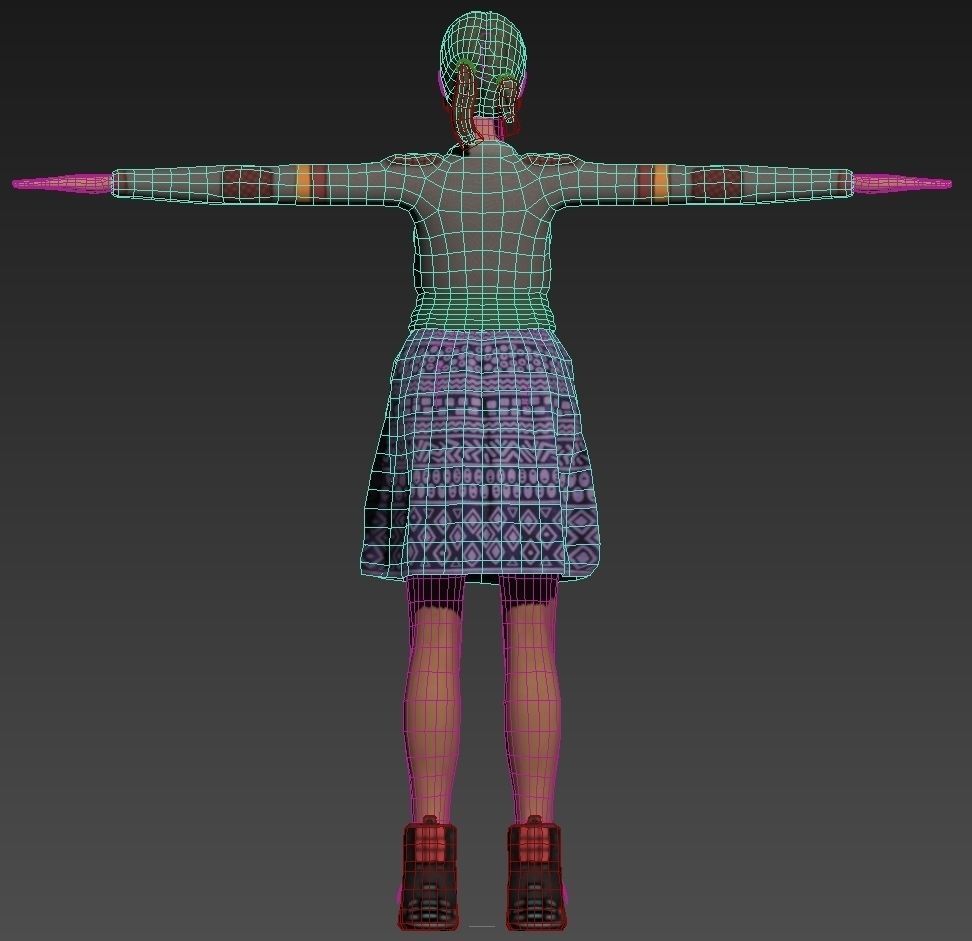 Human Female Character Tif Low-poly 3D model_10