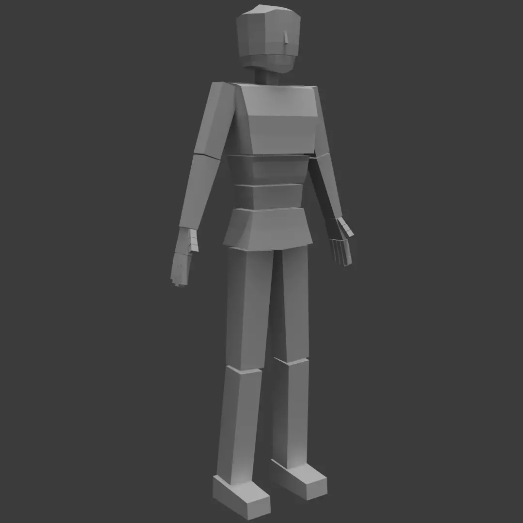 Low-poly human cubeman Low-poly 3D model_9