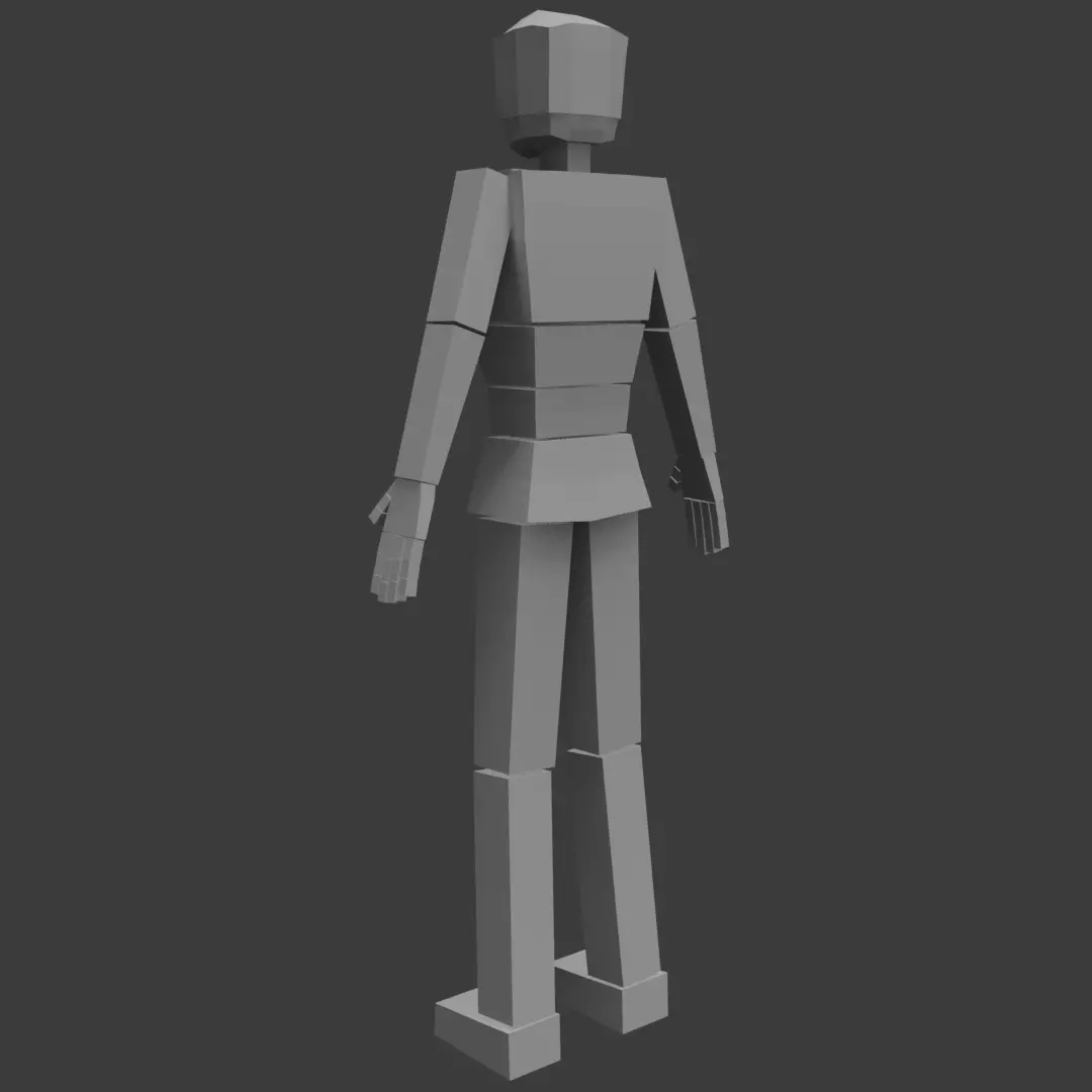 Low-poly human cubeman Low-poly 3D model_5