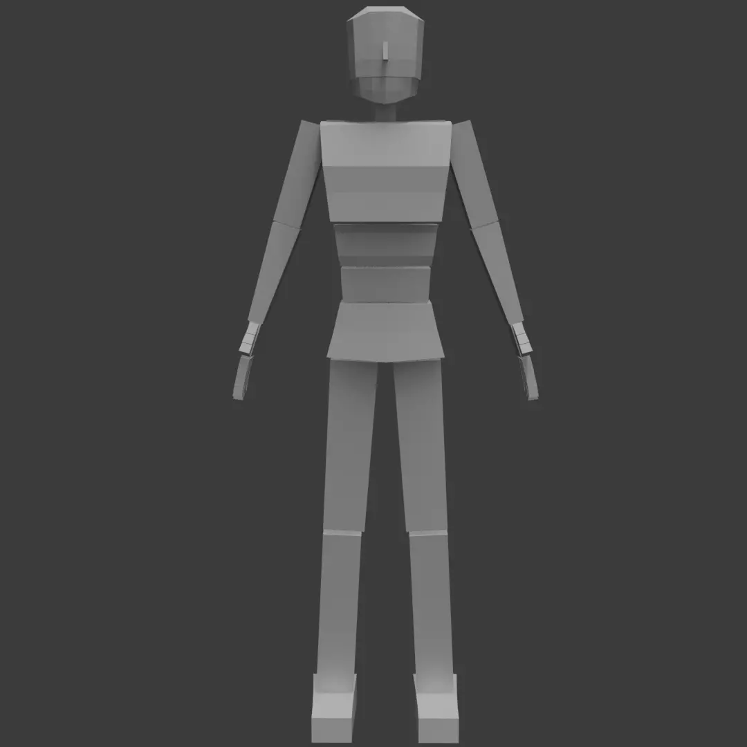 Low-poly human cubeman Low-poly 3D model_1