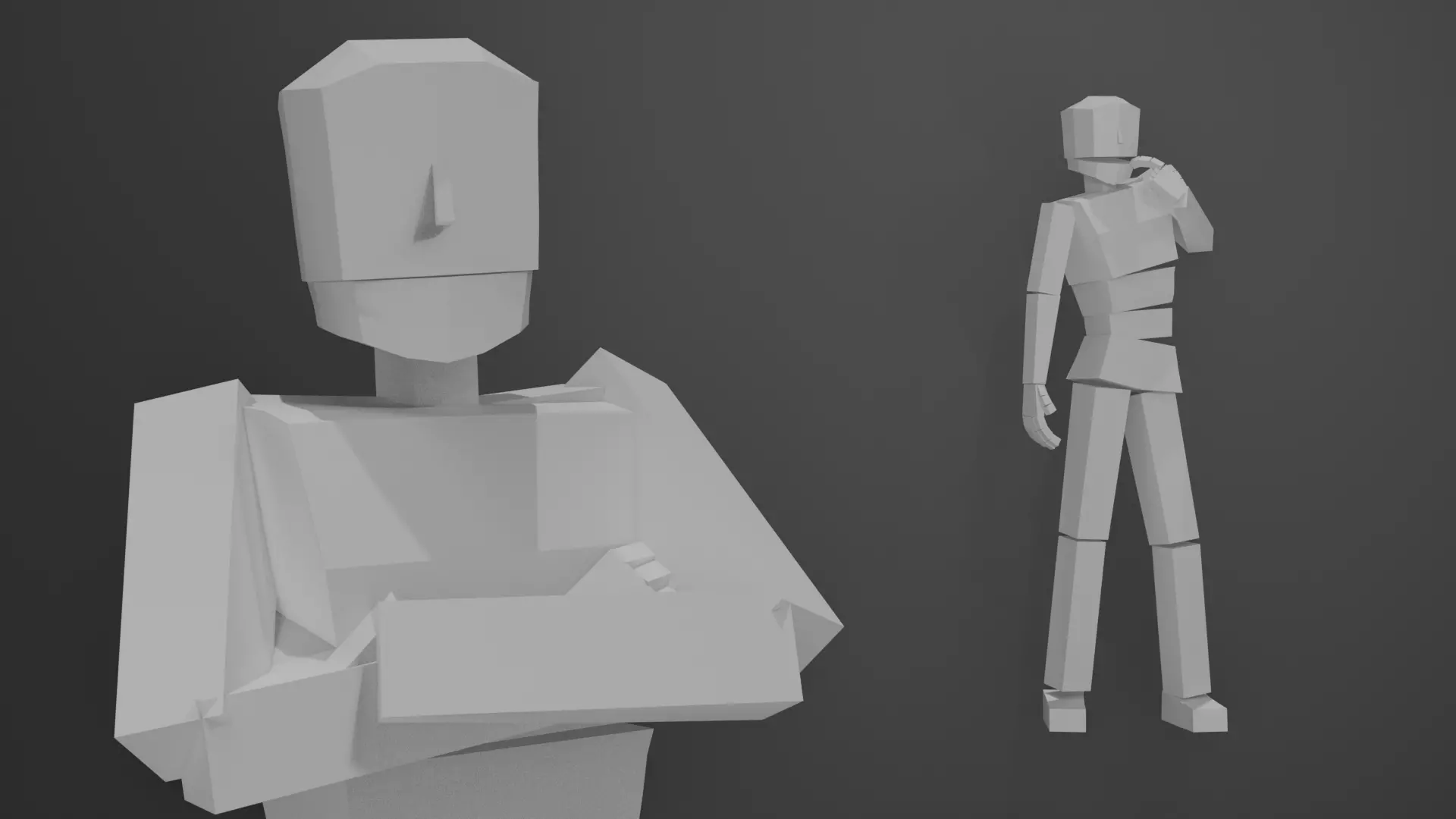 Low-poly human cubeman Low-poly 3D model_0