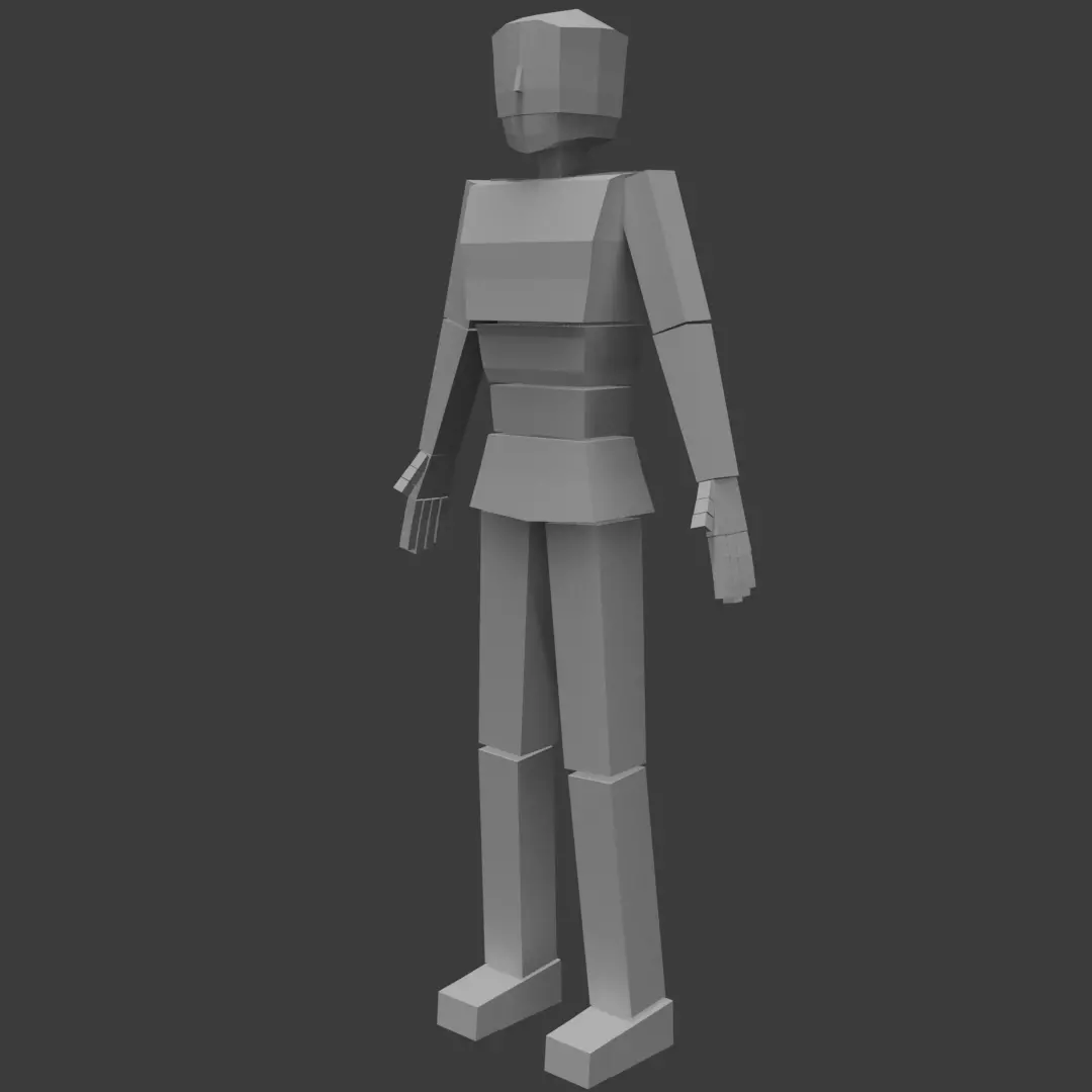 Low-poly human cubeman Low-poly 3D model_3