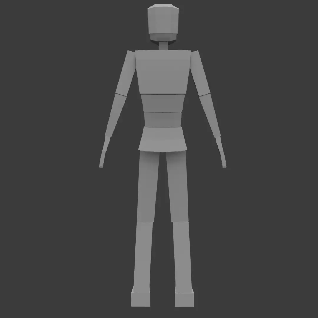 Low-poly human cubeman Low-poly 3D model_6