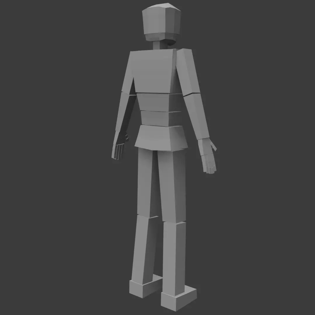 Low-poly human cubeman Low-poly 3D model_7