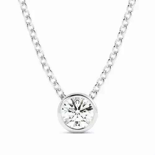 Classic Round Diamond Necklace Bezel Set Necklace