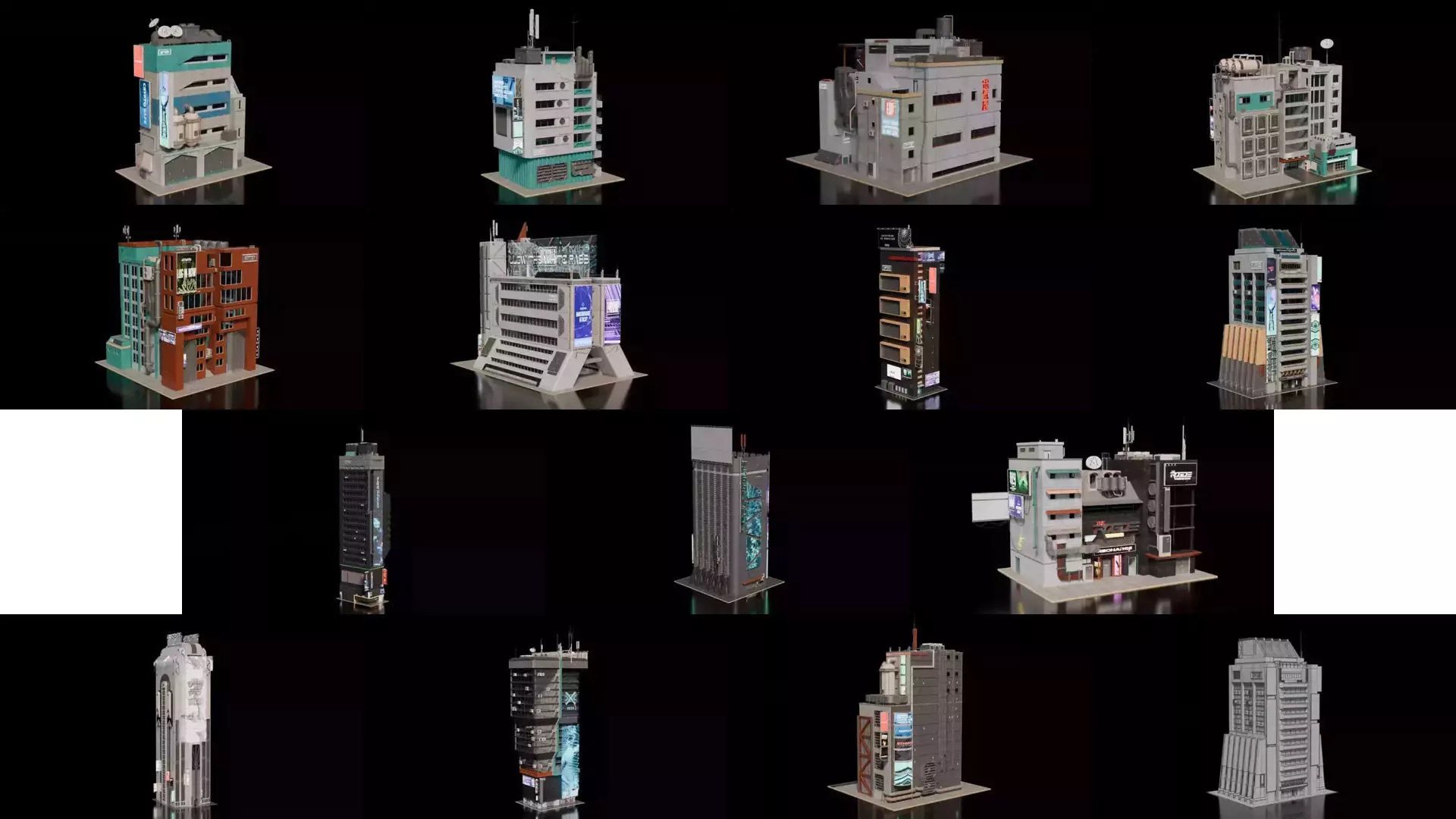 Cyberpunk building  3D Model Collection_1