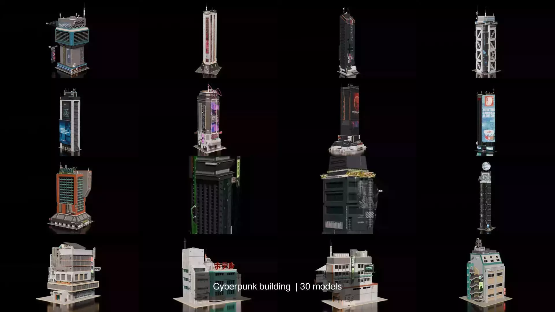 Cyberpunk building  3D Model Collection_0