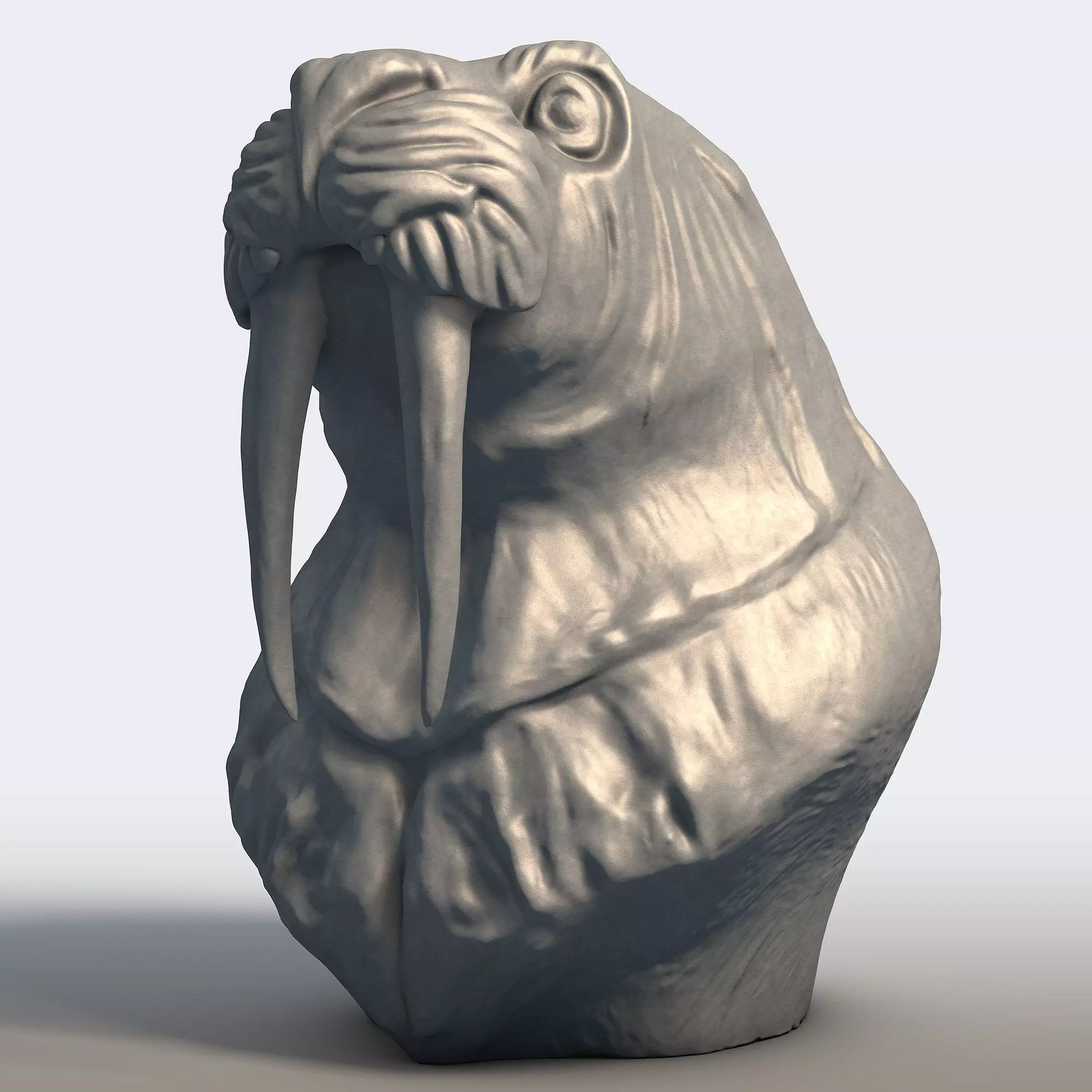 Walrus Sculpture Tusked Marine Mammal Statue 3D print model_0