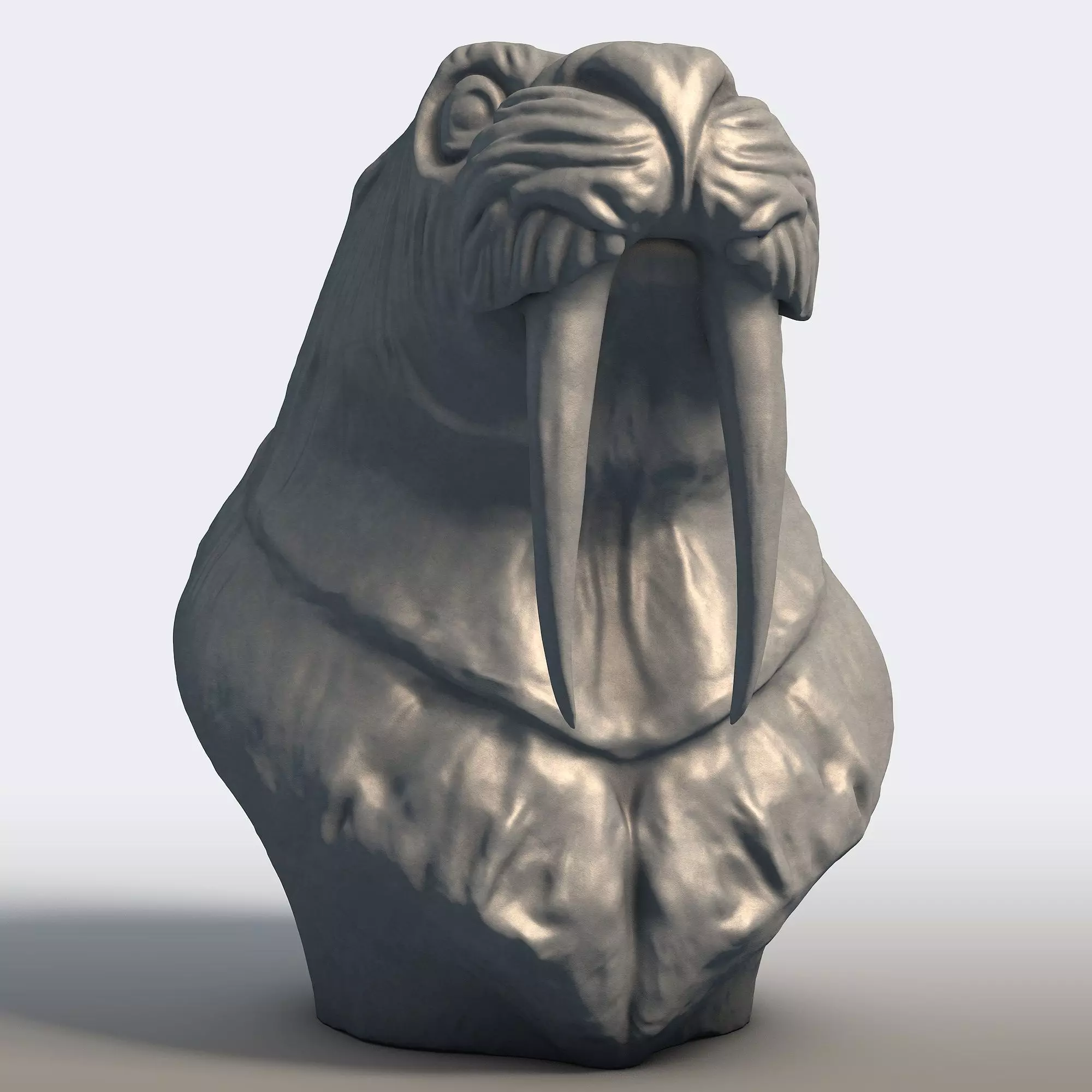 Walrus Sculpture Tusked Marine Mammal Statue 3D print model_7