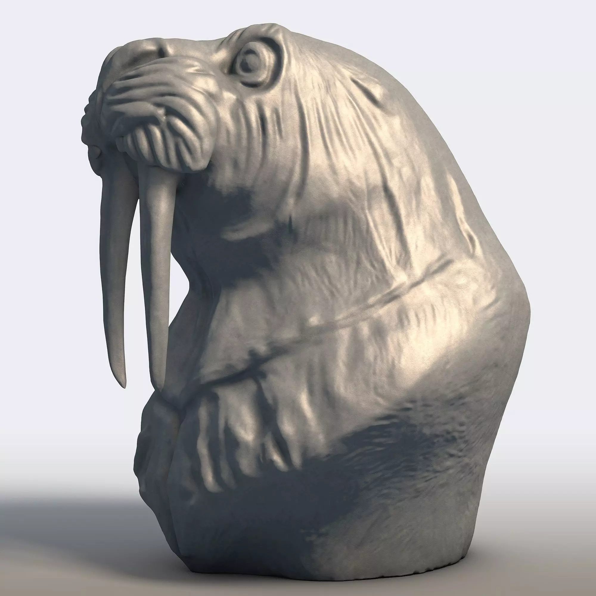 Walrus Sculpture Tusked Marine Mammal Statue 3D print model_1