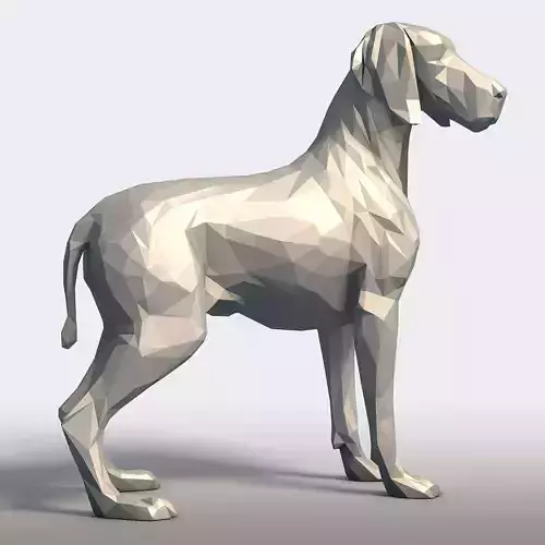 Low Poly Vizsla Dog Hungarian Pointer Minimalist Sculpture 