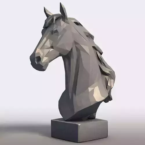 Low Poly Przewalskis Horse Head  Geometric Wild Horse Bust 3D print model