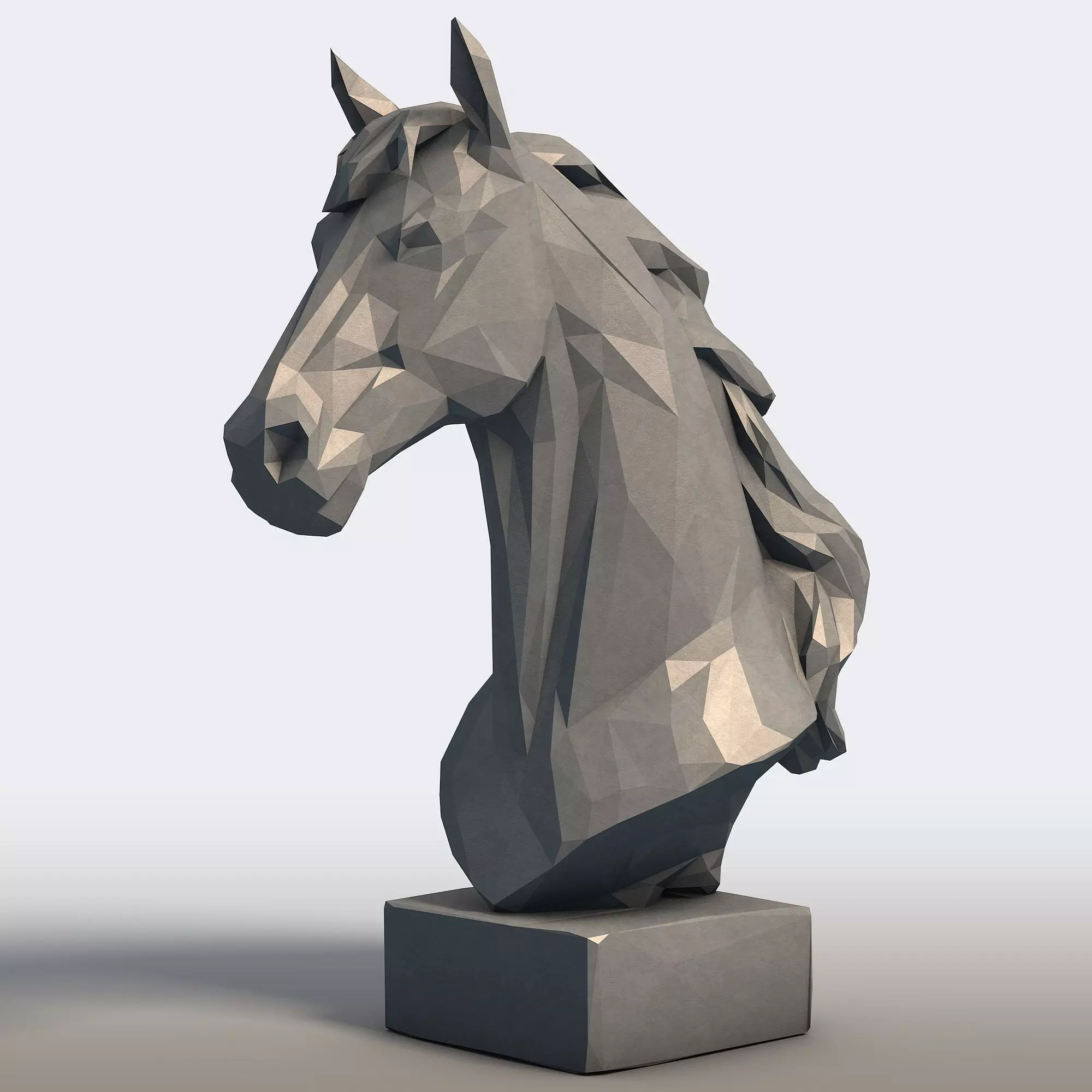 Low Poly Przewalskis Horse Head Geometric Wild Horse Bust 3D print model