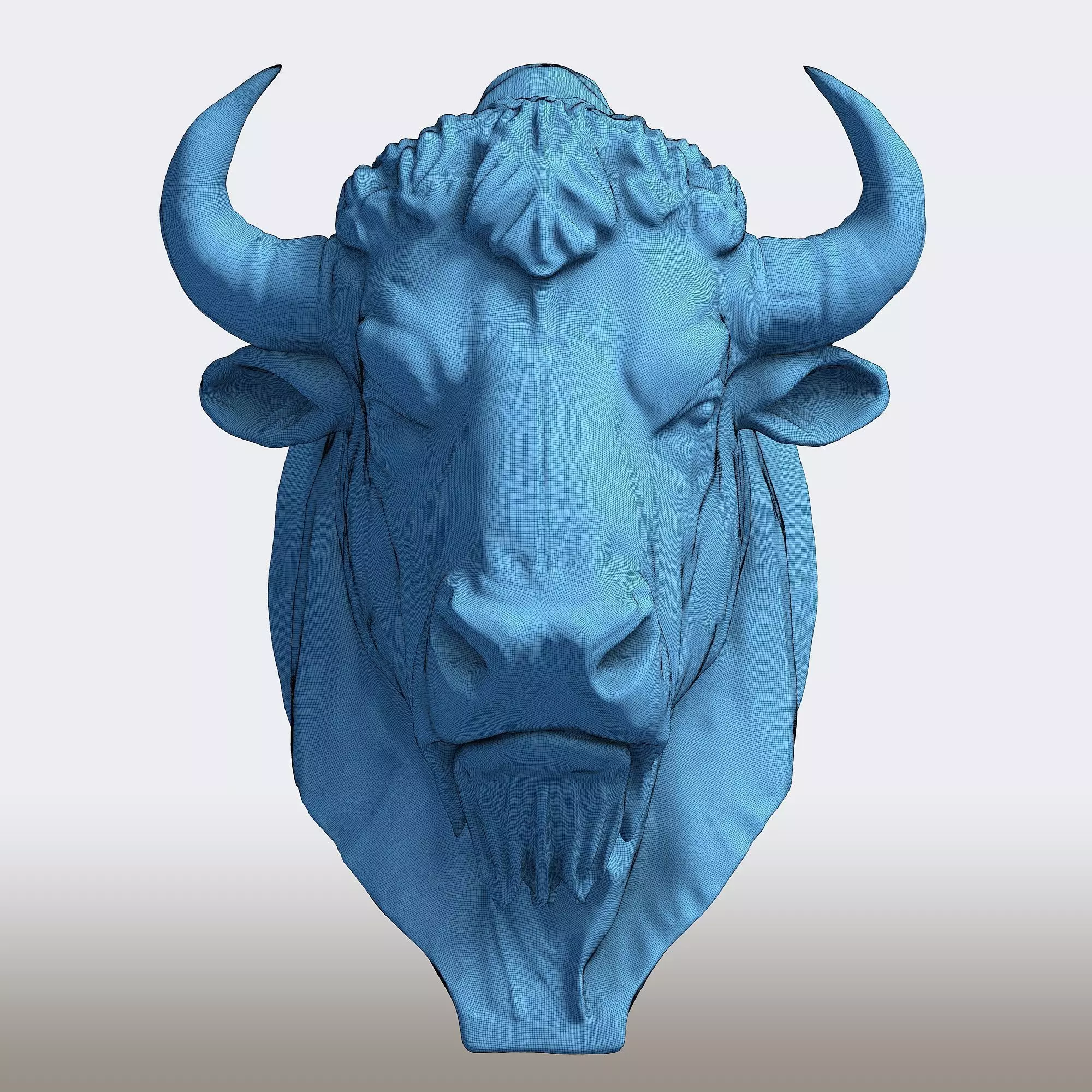 American Bison Bull Bust Sculpture  3D print model_9