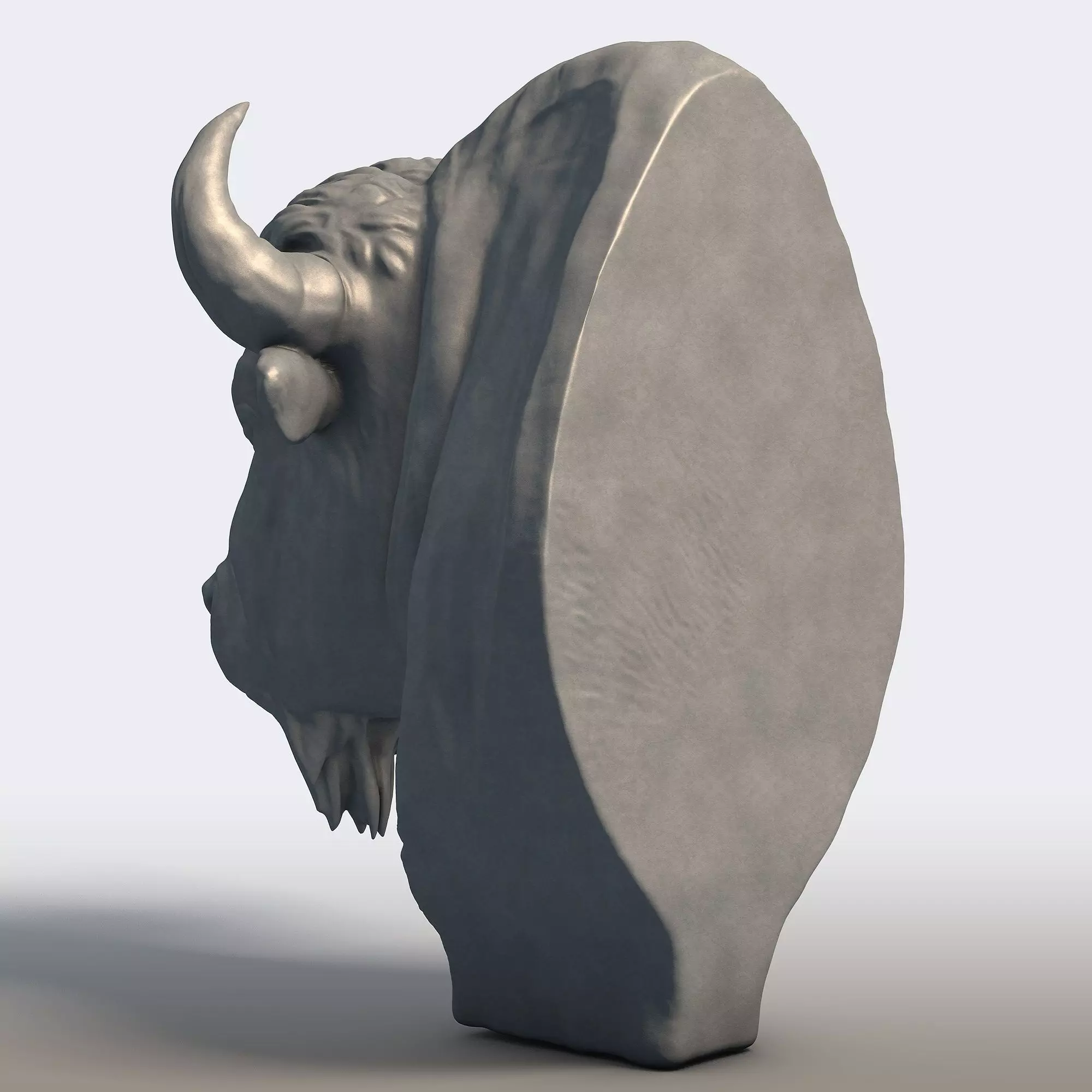 American Bison Bull Bust Sculpture  3D print model_5