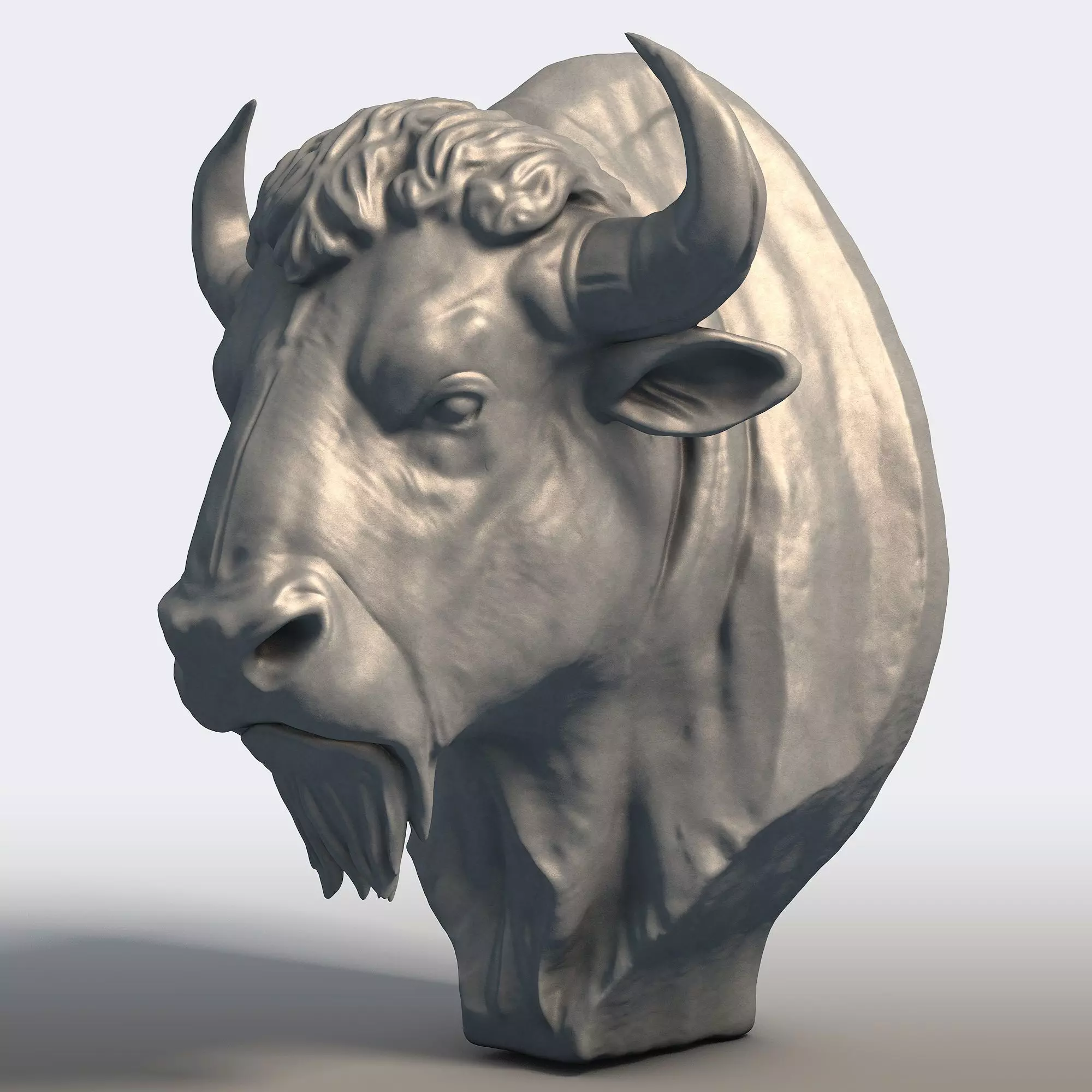 American Bison Bull Bust Sculpture  3D print model_7