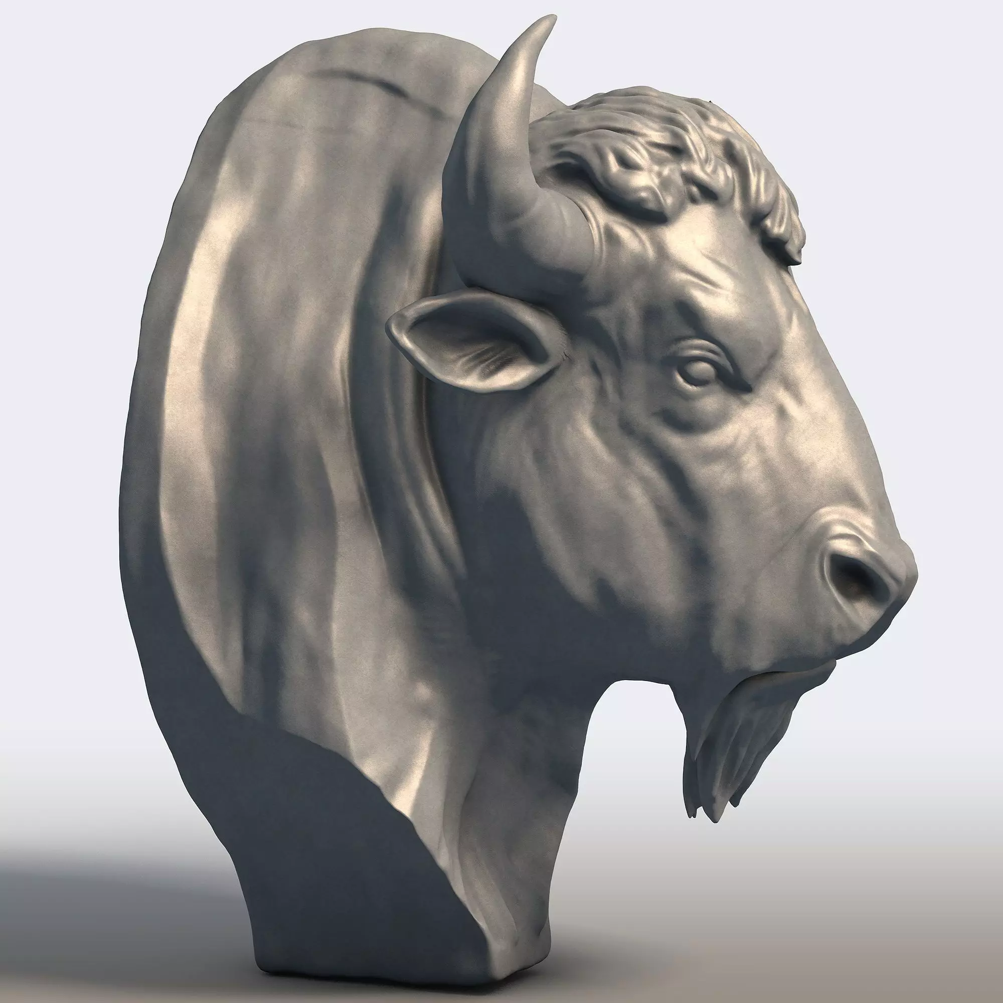 American Bison Bull Bust Sculpture  3D print model_2