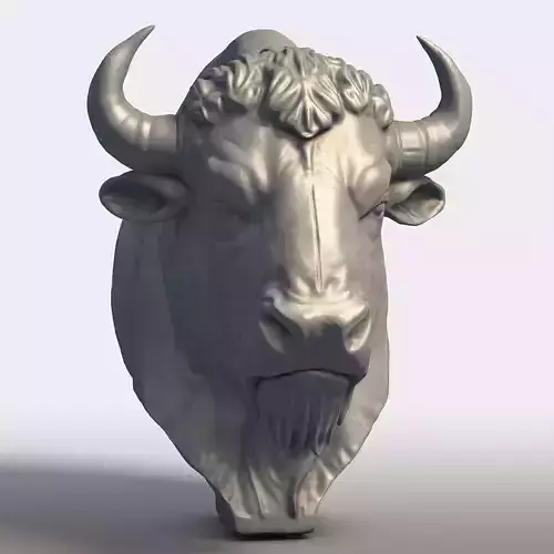 American Bison Bull Bust Sculpture 