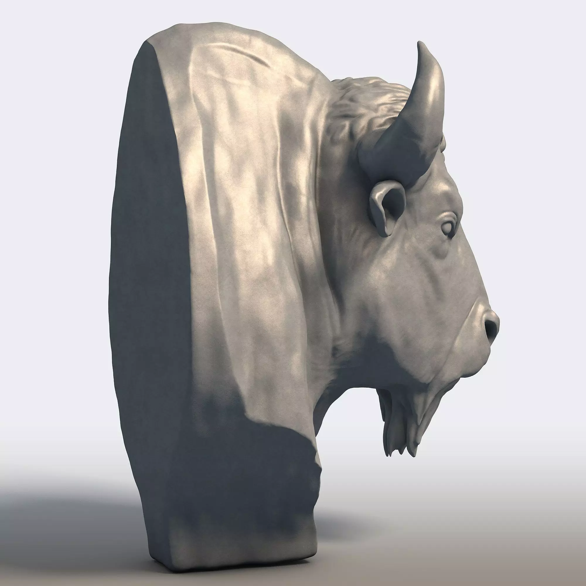 American Bison Bull Bust Sculpture  3D print model_3