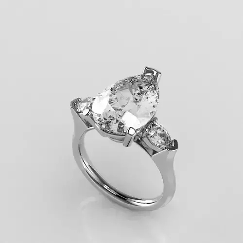 Classic Three Stone Ring - 15 x 10 Pear shape -Pear Sides