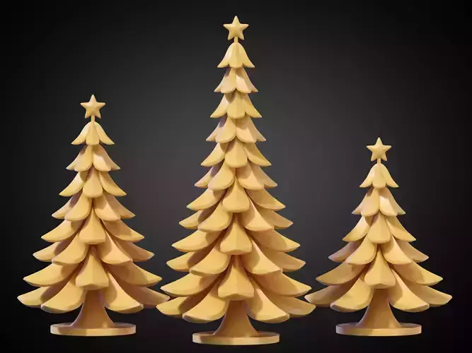 Stylized Christmas Tree Set 02 3D print model