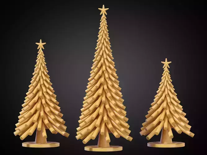 Stylized Christmas Tree Set 03 3D print model