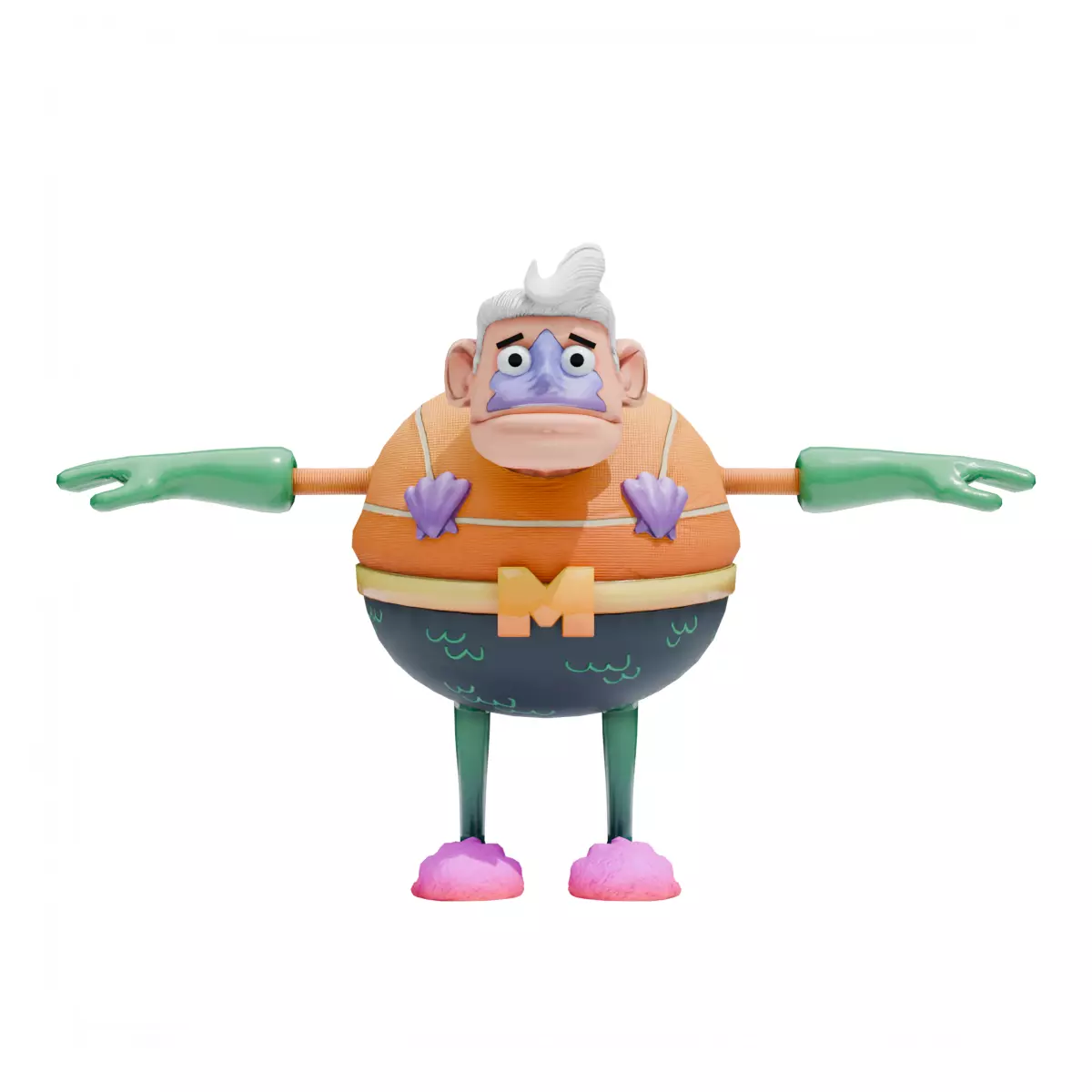 Mermaid Man - SpongeBob Low-poly 3D model_0
