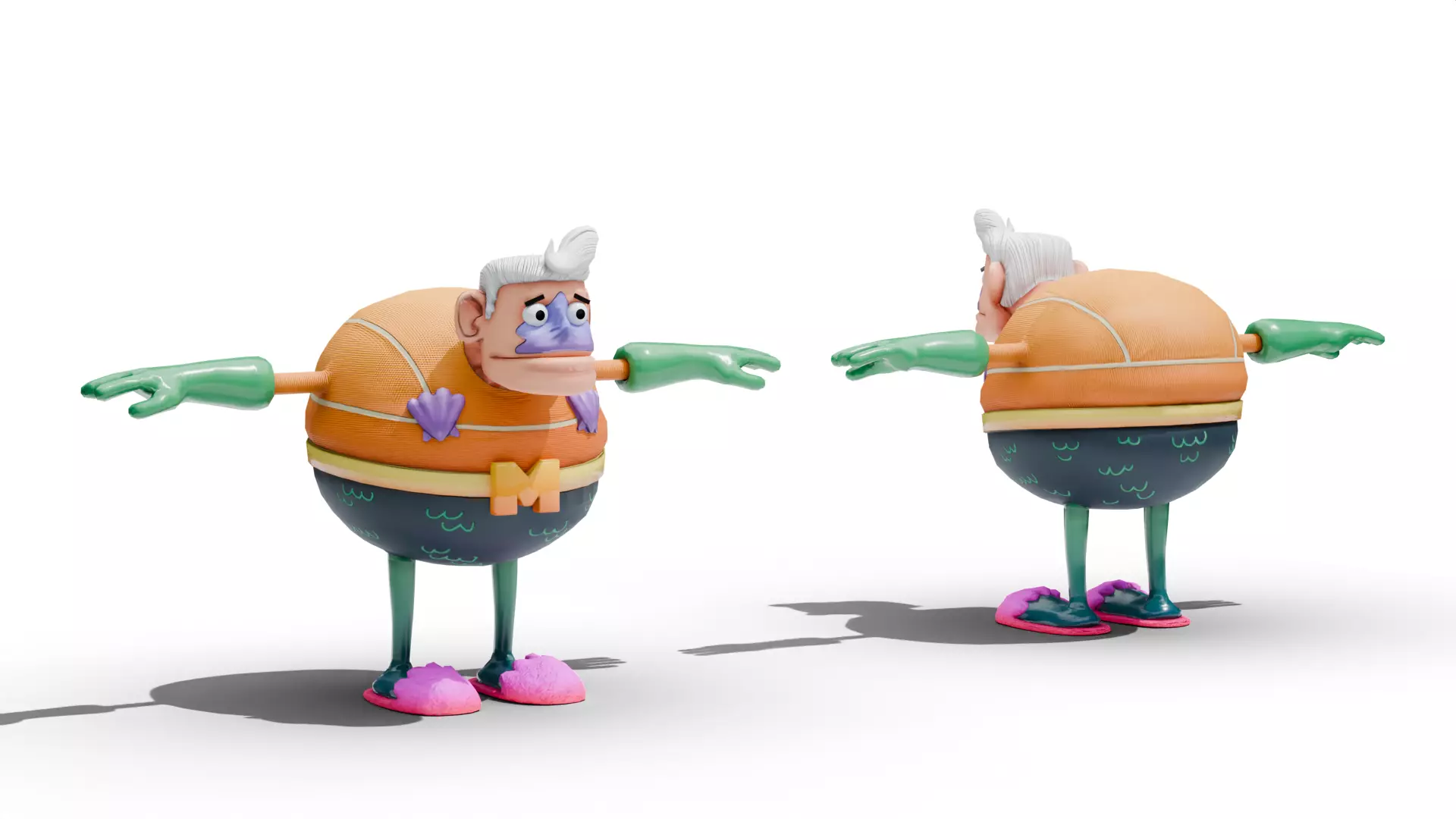 Mermaid Man - SpongeBob Low-poly 3D model_10