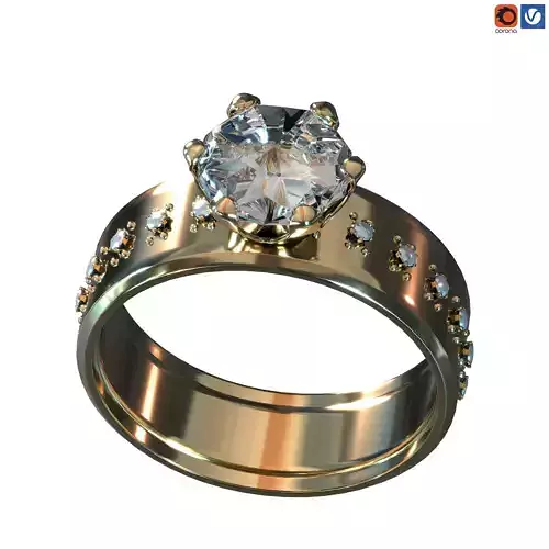 Diamond gold ring 3D print model