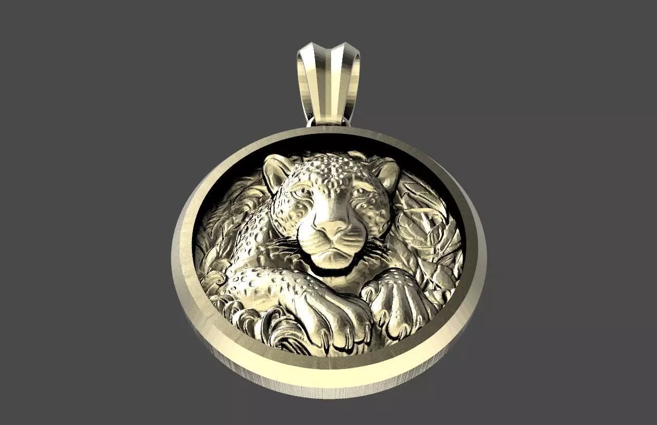 Jaguar pendant  3D print model_3