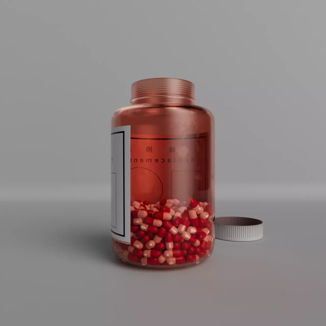 Medicine bottles and capsules 3D model_3