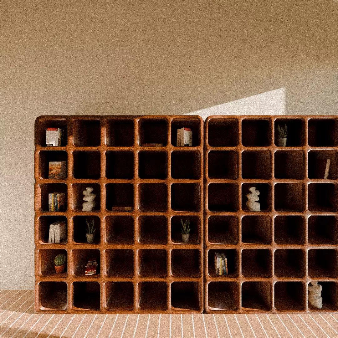 Midcentury Bookshelf 3D model_1