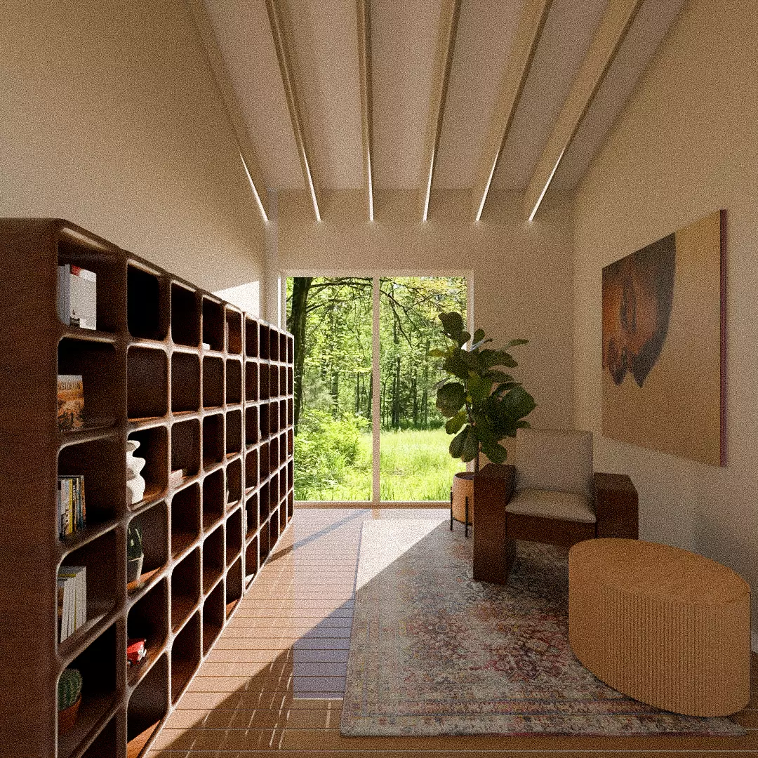 Midcentury Bookshelf 3D model_3