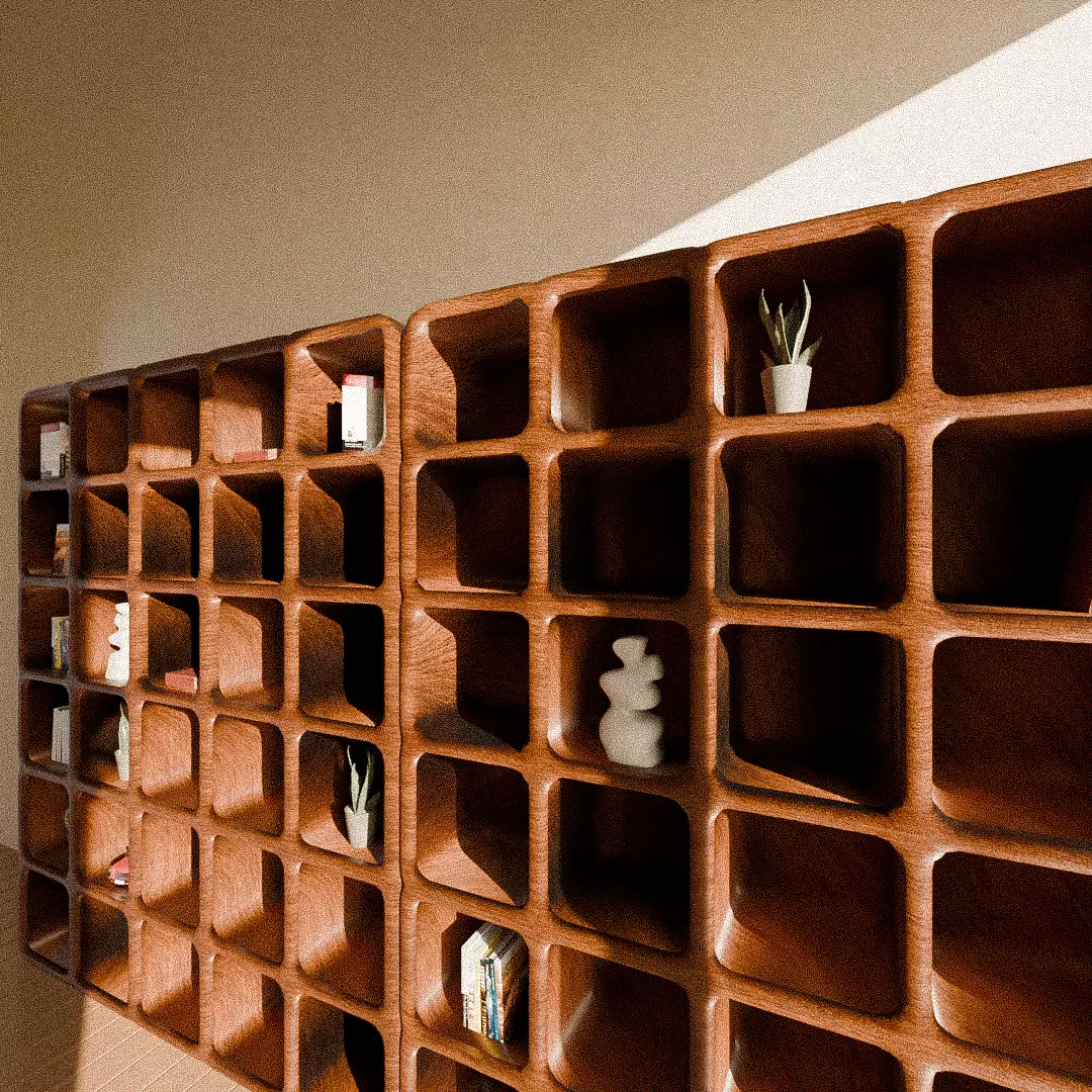 Midcentury Bookshelf 3D model_2