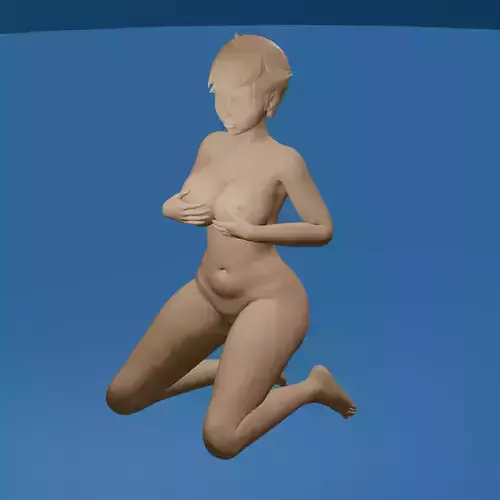 Cute Anime Girl Kneeling