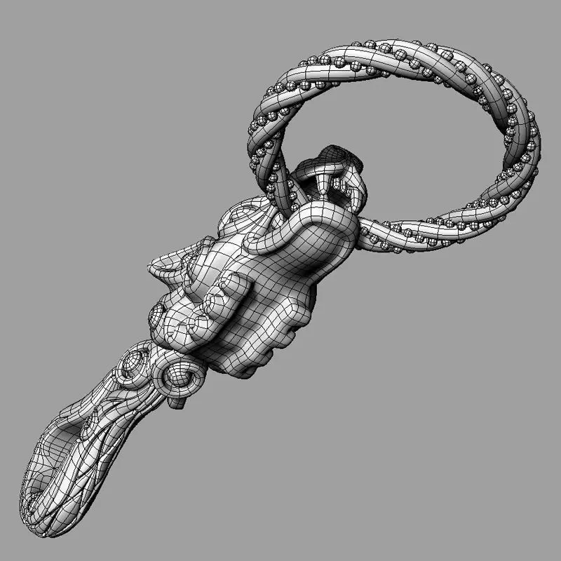 Wolf keychain 3D print model_7