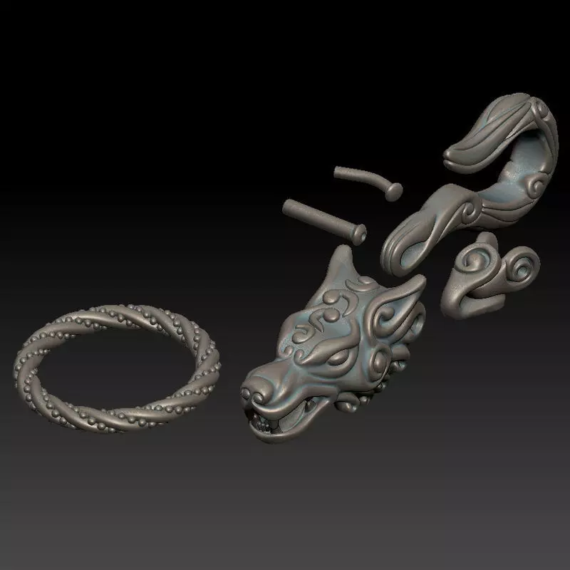 Wolf keychain 3D print model_5