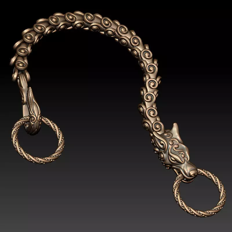 Wolf keychain 3D print model_3